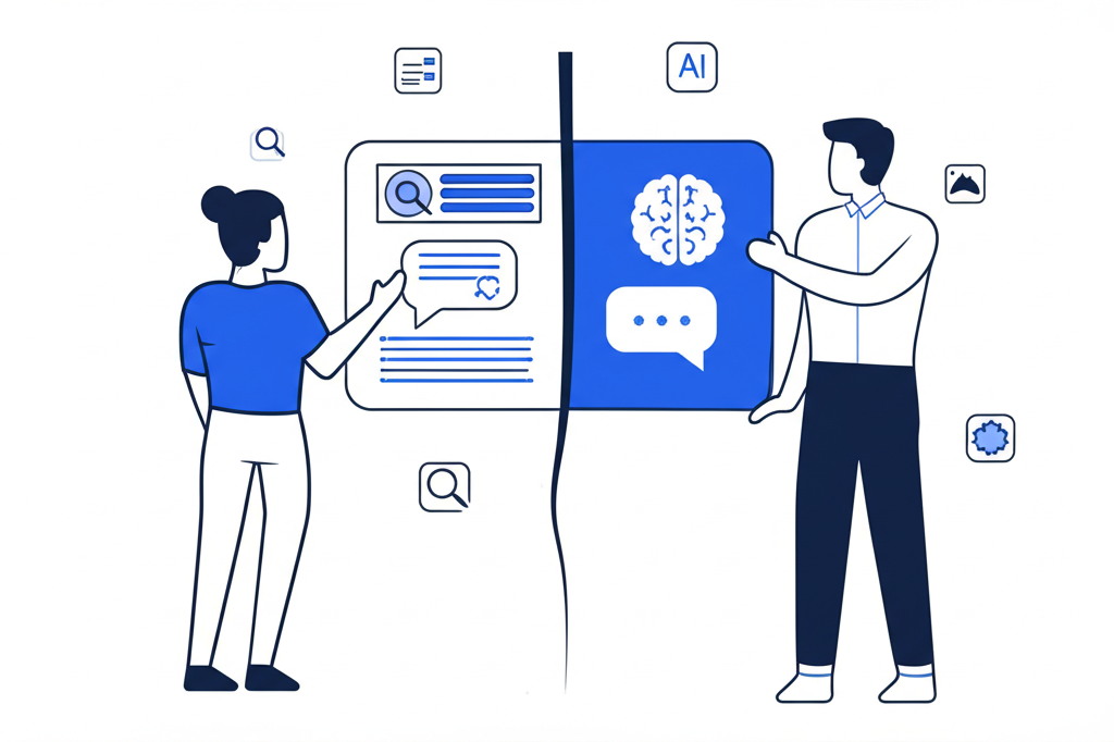Side-by-side comparison of GEO vs SEO goals, signals, and metrics in 2026