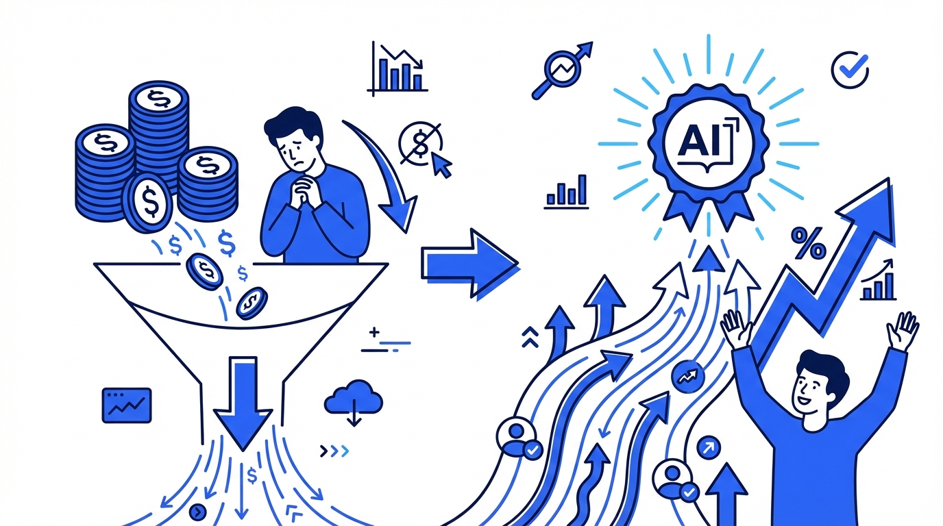 Digital marketing agency team analyzing AI search visibility data for a home services client on a dashboard
