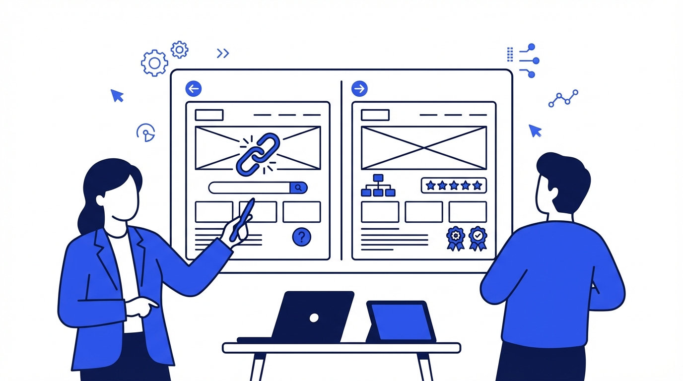 Agency professional presenting a GEO audit report to a home services business owner in a meeting