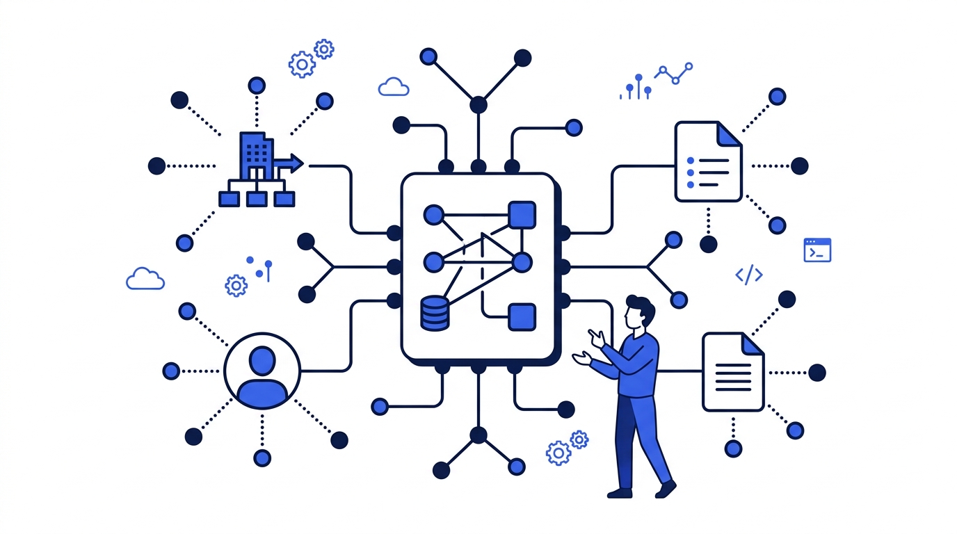 A schema knowledge graph linking an organization, a person, and an article through connected nodes.