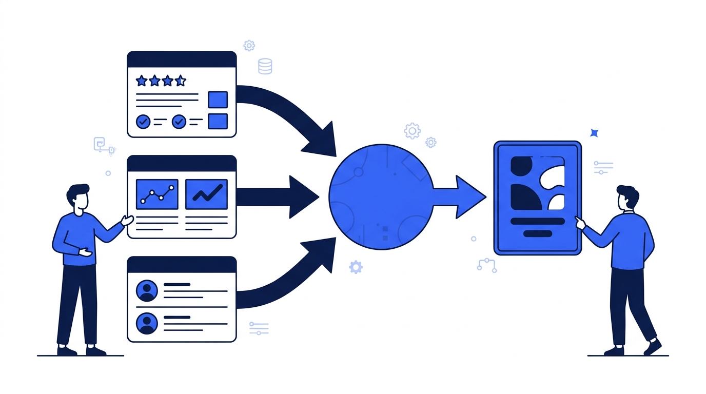 Third-party review, comparison, and community sources feeding an AI assistant that recommends one brand, illustrating kingmaker citation sources.